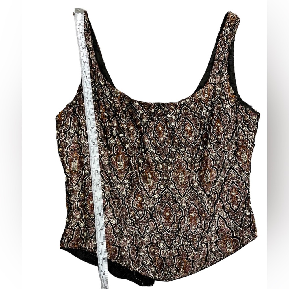 Vintage GiGi Clark Hook & Eye Closure Hand Beaded Silk Corset - Picture 5 of 12